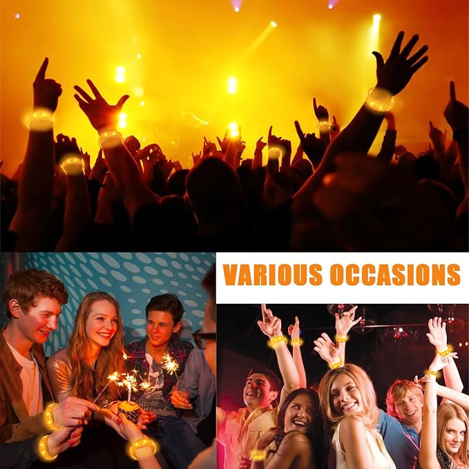 24 Pcs LED Glow Bracelets Sound Activated Led Flashing Bracelet Music Control Light Up Bracelets,Glow in The Dark Party Supplies For Birthday Carnival Concerts Night Events Christmas Gift (orange)