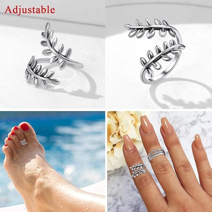ChicSilver 925 Sterling Silver Toe Ring Minimalist Hypoallergenic Adjustable Band Ring Summer Beach Bare Foot Jewelry