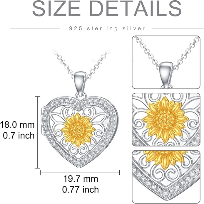 PELOVNY Locket Necklace That Holds Pictures 925 Sterling Silver Photo Locket Pendant Birthday Christmas Memorial Jewelry Gifts for Women Men