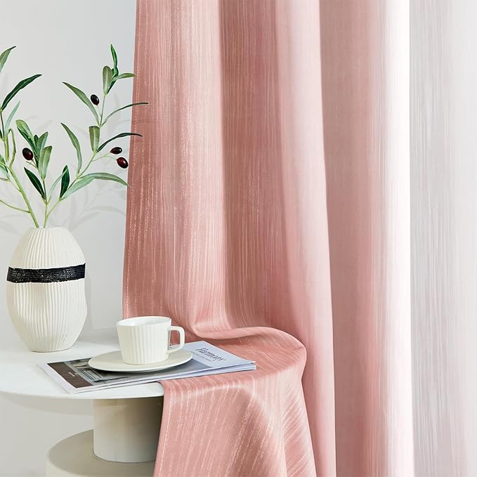 MIULEE Pink and Greyish White Ombre Blackout Curtains, Full Room Darkening Thermal Insulated 72 Inches Long Drapes for Bedroom/Living Room Grommet Window Treatments Modern 52Wx72L, Set of 2
