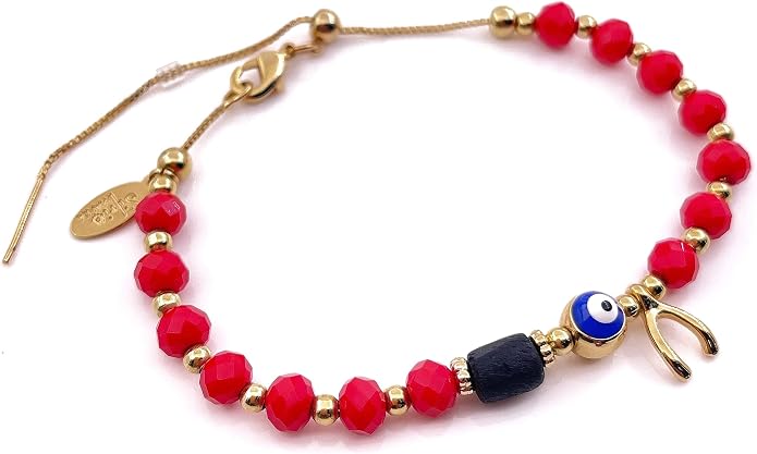 SIFRIMANIA Positive Energy Evil Eye Talisman Genuine Azabache Red Adjustable Protection Bracelet for Women