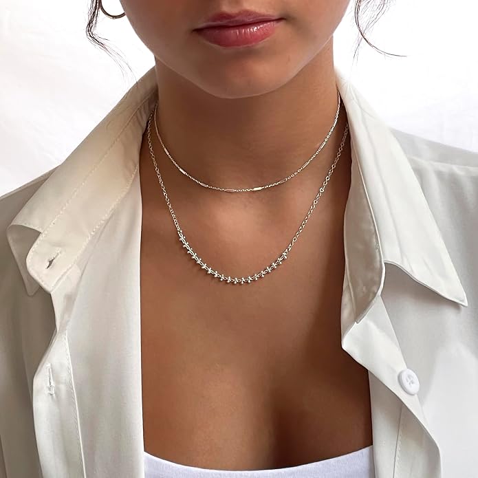 Annika Bella Chain Choker Necklace for Women, 925 Sterling Silver Chokers, Length 13-16 Inches, Short Necklaces for Teens, Waterproof Jewelry Gift for Her