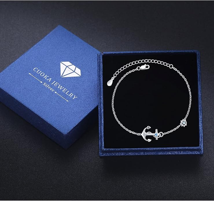 Anchor Bracelets/Ankle Bracelet Adjustable for Women Nautical Sailor Chains Sea Jewelry Birthday for Mother Best Friend