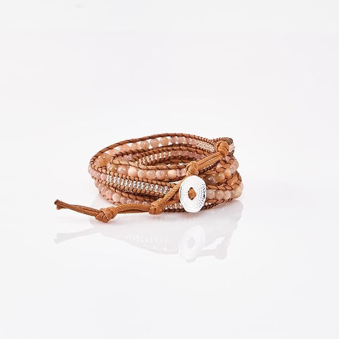 Bracelet for Women – Handmade Vegan Boho Natural Stone Layered Bracelet, Thailand Bohemian Stackable Beaded Wrap Bracelets, Summer Hippie Bracelet Stack, Fashion Jewelry Gifts