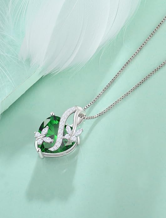 Butterfly Necklaces for Women Sterling Silver Infinity Heart Pendant Birthstone Jewelry Gift with 14k Yellow Gold/Rose Gold Plated