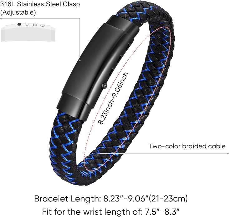 VNOX Men's Inspirational Mantra Engarved Handmade Braided Leather Adjustable Cuff Bangle Bracelet Encouragement Motivational Gift for Men