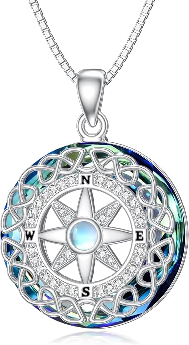 ROMANTICWORK Clover/AA/Ankh/Sun/Compass Necklace Sterling Silver Moss Agate Turquoise Butterfly/Dragonfly/Bee Pendant Jewellery Christmas Birthday Gifts for Women