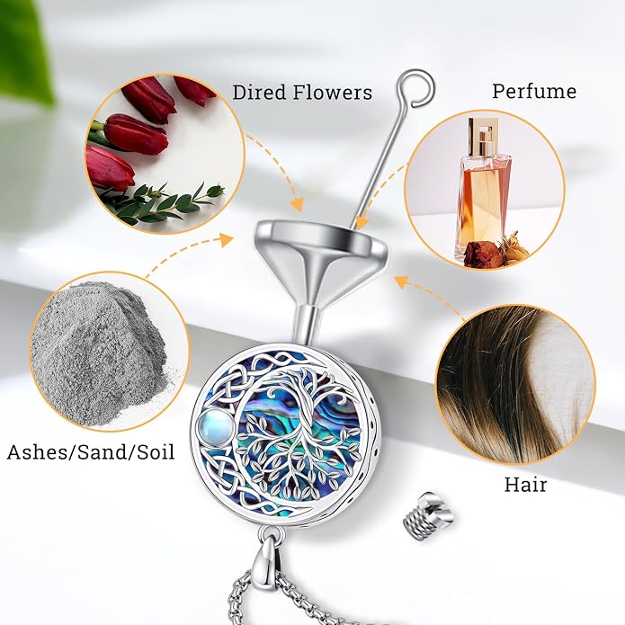 Tree of Life Necklace for Women Sterling Silver Celtic Moon Tree Moonstone Turquoise Pendant Heart Family Tree Necklace for Mother Daughter Sister Gifts