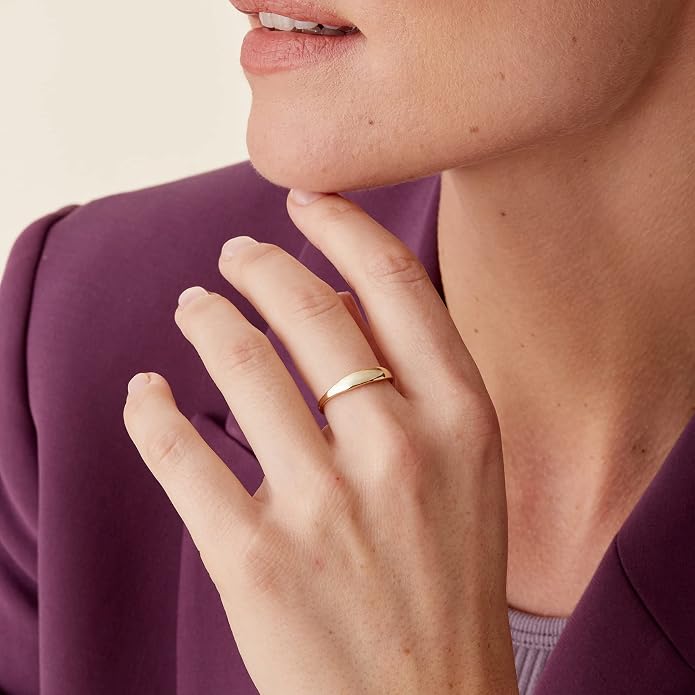 PAVOI 14K Gold Plated Chunky Signet Ring for Women | Women's Stackable Bands