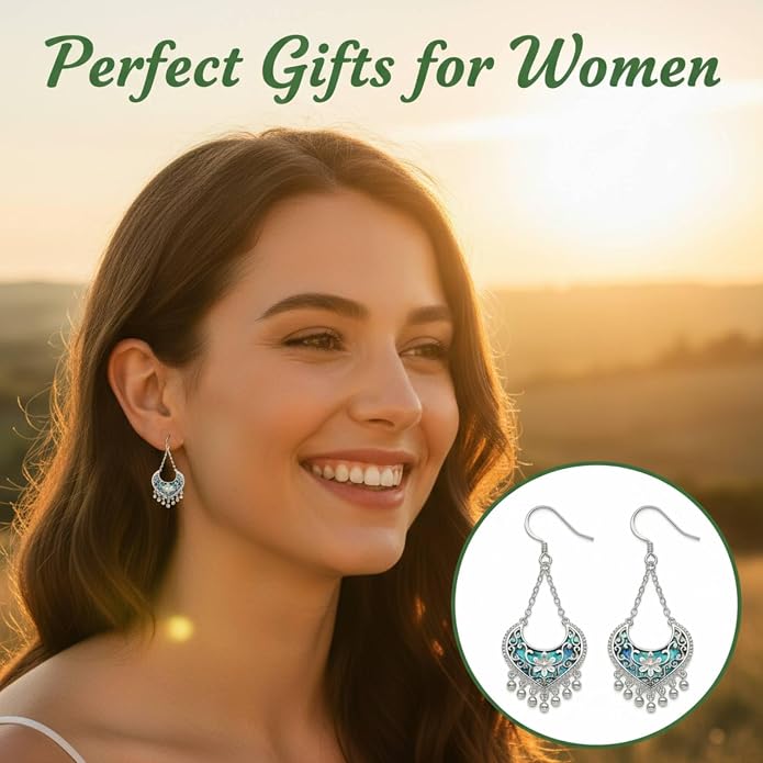 Chandelier Earrings Chandelier Dangle Drop Earrings Abalone Shell Flower Jewelry Floral Lover Gift for Women Mom