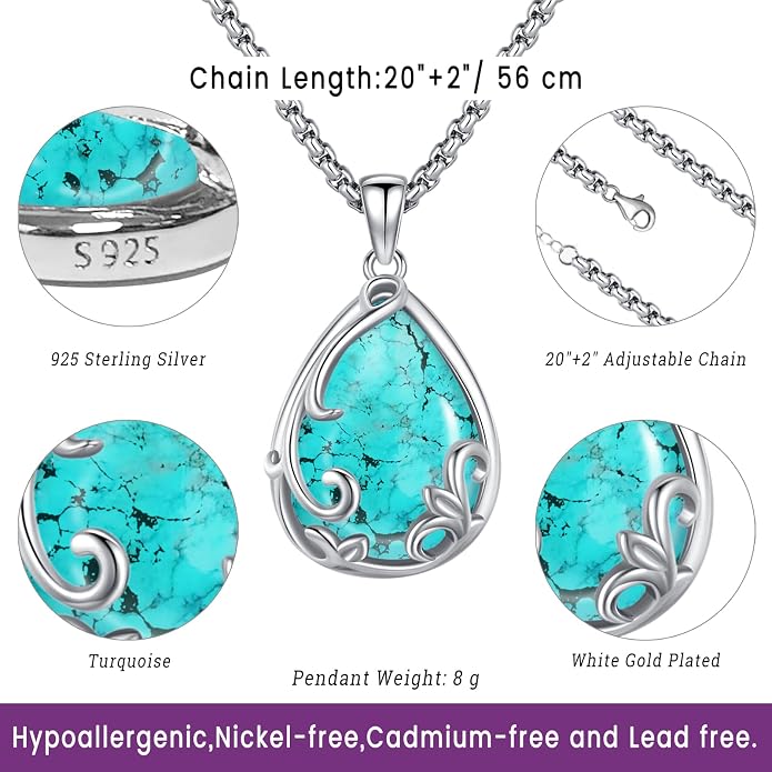 Turquoise Jewelry for Women Men 925 Sterling Silver Pendant Urn Necklaces for Ashes Picture Locket Necklace Thor Hammer Yggdrasil Virgen De Guadalupe St Michael Christopher Judas Witches Knot Necklace