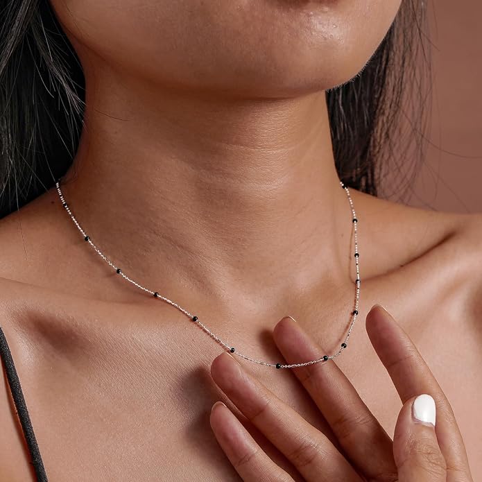 Beaded Necklaces for Women S925 Sterling Silver Colorful Bead Necklace Rainbow Simple Chain Choker Hypoallergenic Necklace Bohemian Beaded Necklaces Unique Birthday Wedding Graduation Jewelry Gifts for Women