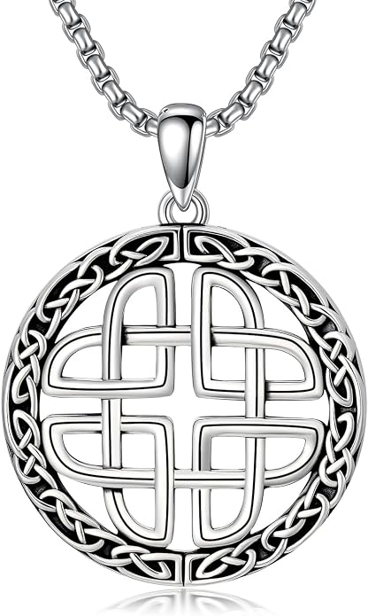 Celtic Necklace for men Sterling Silver Celtic Knot Triquetra Triangle Trinity Necklace Gift for Men