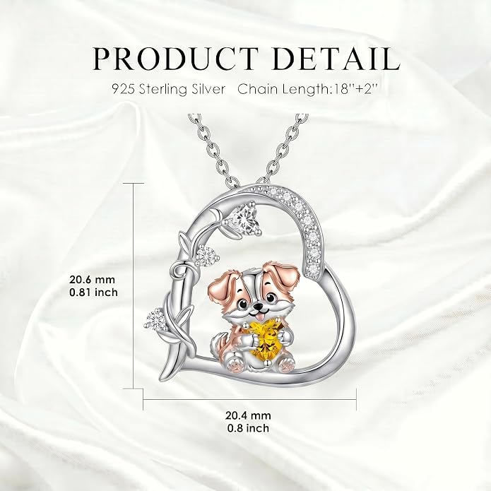 PELOVNY Teddy Bear Necklace for Women 925 Sterling Silver Bear/Highland Cow/Fox/Cat/Axolotl Birthstone Necklace Christmas Birthday Jewelry Gifts for Mom Daughter Wife Sister