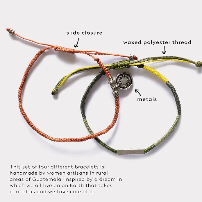 Wakami Boho Charm Bracelet Stack | Braided Beaded Stackable Bracelets for Women | Waterproof Fair Trade Handmade Boho Jewelry for Women and Men