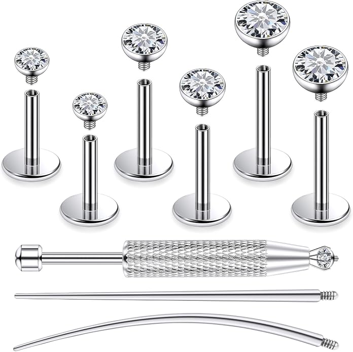 Jenxnjsjo F136 Titanium 20/18/16g Earrings Nose Lip Rings Studs Labret Medusa Tragus Helix Conch Cartilage Piercing Jewelry for Women