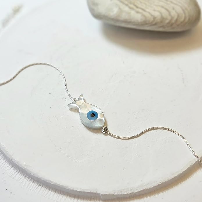 Minimalist Evil Eye Charm Bracelet – Handmade Delicate Good Luck Jewelry for Women – Adjustable 6.5” + 1” Extender