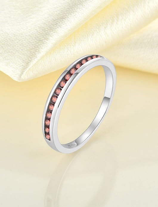 YL Stackable Rings 925 Sterling Silver Halo Birthstone Eternity Bands Jewelry for Women