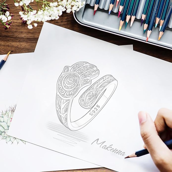 Vito 925 Sterling Silver Adjustable Open Spoon Ring for Women Men, Lotus Sunflower Snake Spoon Band Rings Feather Hug Witches Knot Inspirational Jewelry Gift for Wife