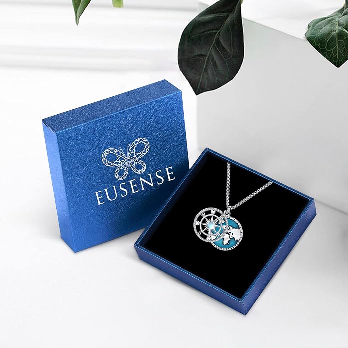 Compass Necklace for Women Men 925 Sterling Silver Pendant Urn Necklaces for Ashes Picture Locket Necklace Anchor Necklace Viking Necklace Crystals CZ Moonstone Abalone Shell Turquoise Compass Jewelry