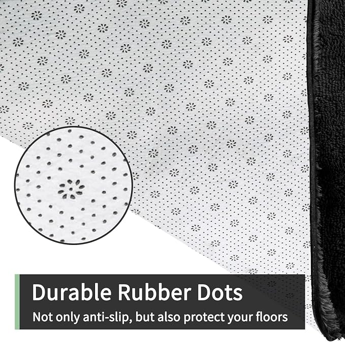 Sour Lemon Area Rugs 9x12 Living Room Bedroom, Large Fluffy Shag Black | Shaggy Carpet, Soft Plush Furry Bedside Rugs, Anti Slip, Washable Area Modern Rugs Floor Mat for Kids Girls Boys Living Room
