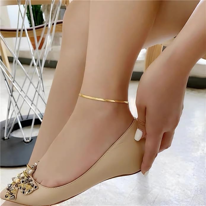 Gold Anklets Bracelets for Women,925 Sterling Silver Waterproof Dainty Heart Anklet Snake Chain Link 14K Gold Plated Non Tarnish Ankle Chain Summer Beach Foot Jewelry Graduation Wedding Gifts