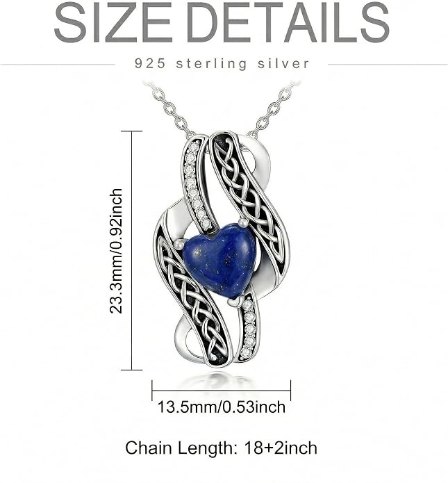 PELOVNY Celtic Knot Necklaces for Women 925 Sterling Silver Gemstone/Birthstone Teardrop Infinity Necklace Irish Celtic Pendant Jewelry Gifts for Mom Daughter Wife