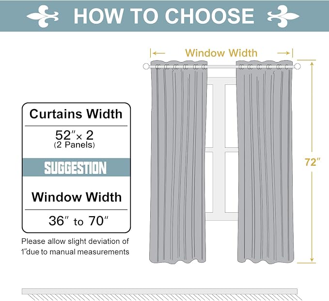 ChrisDowa 100% Blackout Curtains for Bedroom 72 Inches Long 2 Panels Set | 2 Thick Layers, Thermal Insulated, Light Blocking, Grommet, Window Treatment, Living Room Drapes, Dark Grey, 52 x 72 Inch