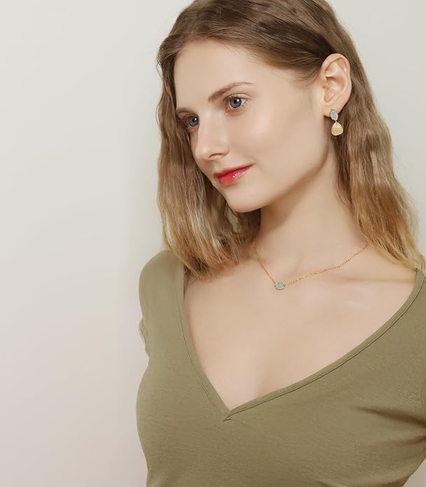 OZEL JEWELRY & GIFT Layered Gold Necklaces for Women - Crystal Colorful Delicate Cutting Pendant Necklace - 18K Gold Plated - Birthday Gifts (Made in Korea)