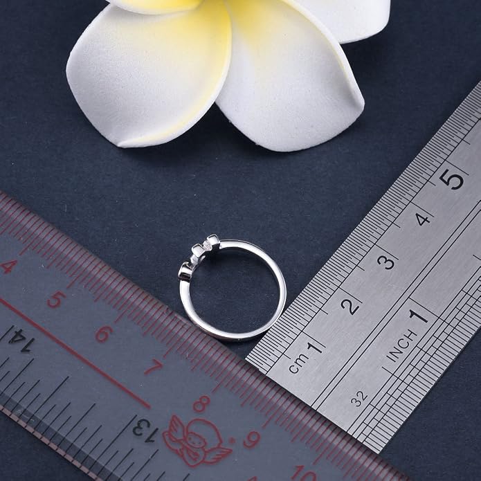 VIKI LYNN 925 Sterling Silver Rings Size 4.5 Adjustable Initial Letter Ring with Cubic Zirconia-Personalized Gifts for Women