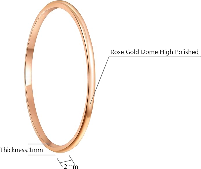 CROWNAL 1mm 2mm 3mm 4mm 5mm 6mm 7mm 8mm Tungsten White/Yellow Gold/Rose Gold Plated Wedding Band Ring Men Women Plain Dome Polished Comfort Fit