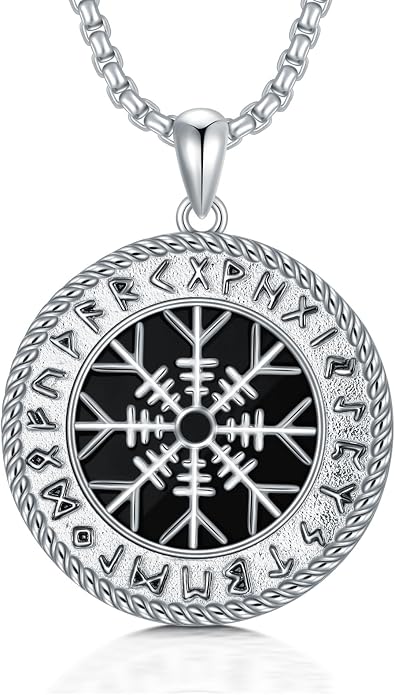 Viking Necklace for Men Women 925 Sterling Silver Norse Jewelry Fathers Mothers Day Anniversary Birthday Gifts for Mom Dad Husband Brother (with Gift Box)