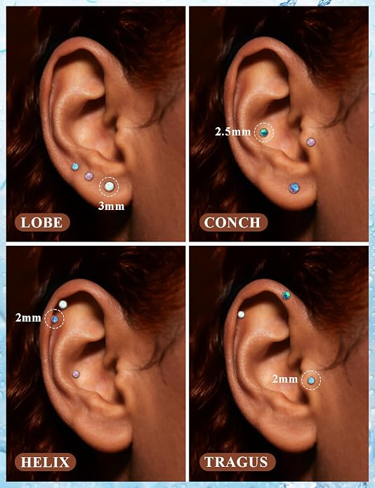20G 18G 16G Astm F136 Titanium Internal Thread Flat Back Earrings Nose Studs Tragus Helix Conch Cartilage Lobe Earrings Medusa Labret Snake Bite Monroe Lip Ring Piercing Jewelry For Women Men