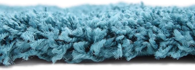 Unique Loom Solid Shag Collection Area Rug (8' Square, Deep Aqua Blue)