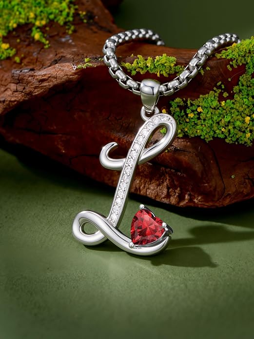 Birthday Gifts for Women Alphabet A to Z Initial Birthstone Pendant Necklaces for Women - 18k White Gold Plated Personalized Name Jewelry Anniversary Graduation Gifts for Wife Her Daughter Girlfriend(with Gift Box)