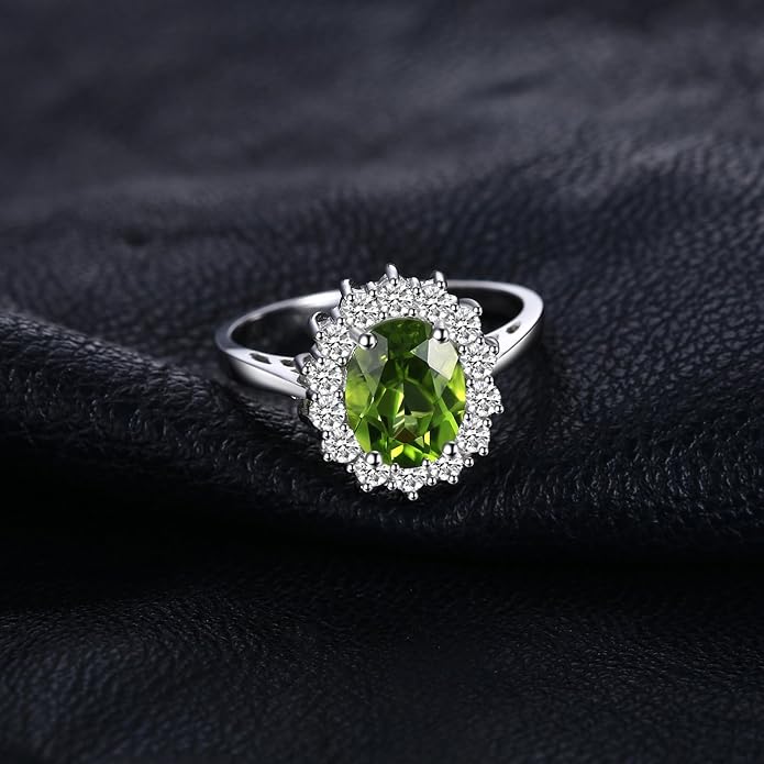 JewelryPalace Princess Diana Kate Middleton Class Gemstone Birthstone Sapphire Halo Engagement Rings for Women, Anniversary 14K White Yellow Rose Gold Plated 925 Sterling Silver Promise Rings for Her