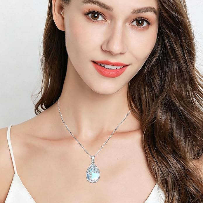 Odinstone Tree of Life Necklace, Sterling Silver Pendant for Women Family Tree Necklaces Jewelry for Mom/Wife/Grandma(With Fine Gift Box)