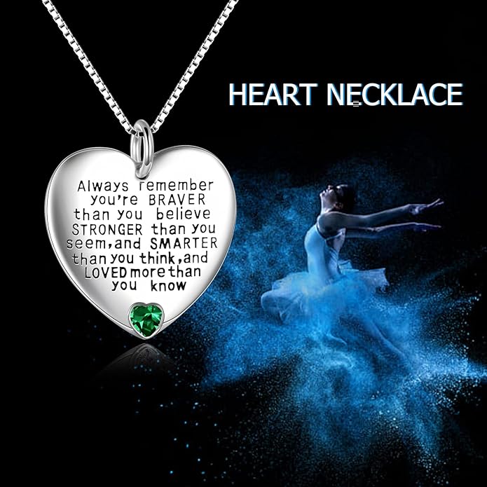 YFN Sterling Silver Always Remember You are Braver Than You Believe Jewelry Pendant Necklace Inspirational Gifts