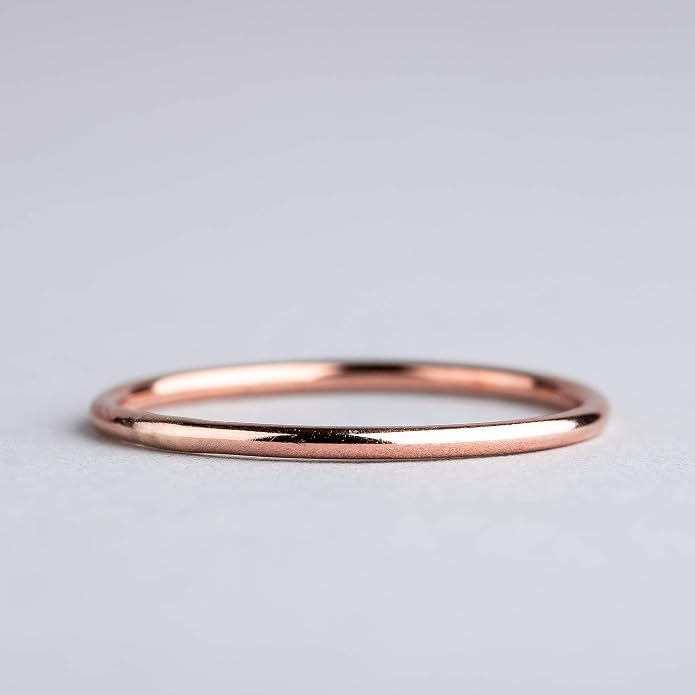 Melanie Golden Jewelry 1mm Thin Smooth Stacking Skinny Ring in Sterling Silver, Gold, or Rose Gold | Handmade Comfort Fit Dainty & Minimalist Bands for Women | Sizes 2-12
