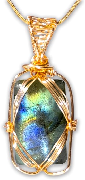 Natural Faceted Labradorite Pendant Necklace – Unique Stone of Magic & Transformation, Iridescent Flash Gemstone Jewelry, Handmade Healing Crystal Gift for Women, Birthday, Anniversary, Spiritual Awakening & Intuition