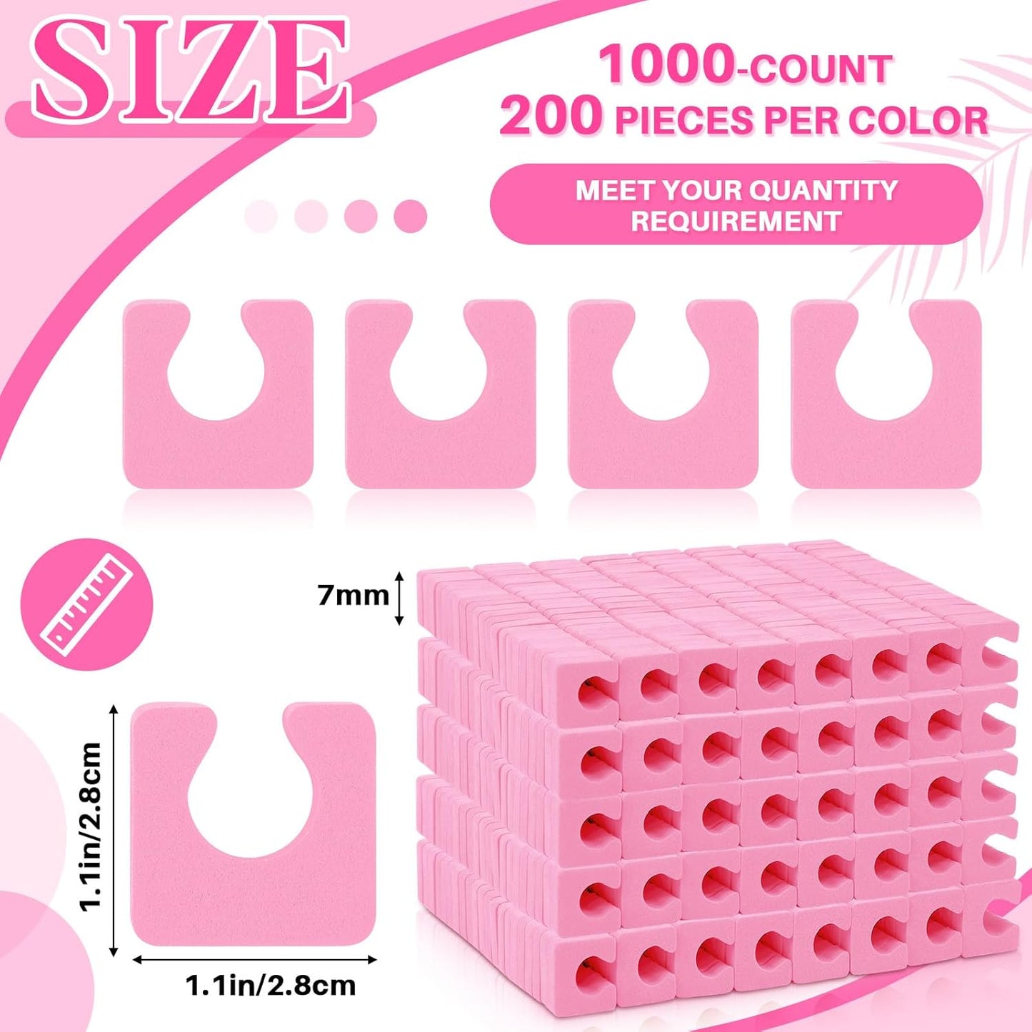 Mumufy 1000 Pcs Individual Pedicure Toe Separators Soft Foam Toe Spacers Comfortable Finger Toe Dividers Pedicure for Women Men Girls Manicure Feet Nail Polish Art Painting Spa (Pink)