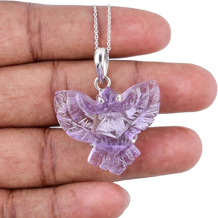 Natural Raw Crystal Rough Gemstone Pendant Necklace For Women, Chakra Healing Stones, Birthstone Jewelry, Rhodium Plated 925 Sterling Silver Chain 18 inch, Birthday Gift
