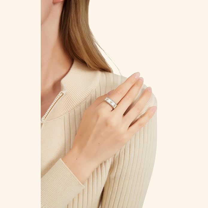 Vintage 14k Gold Ring for Women - Adjustable Carving Open Ring Unique Boho Jewelry Gift for Wedding Band & Daily Wear Ring