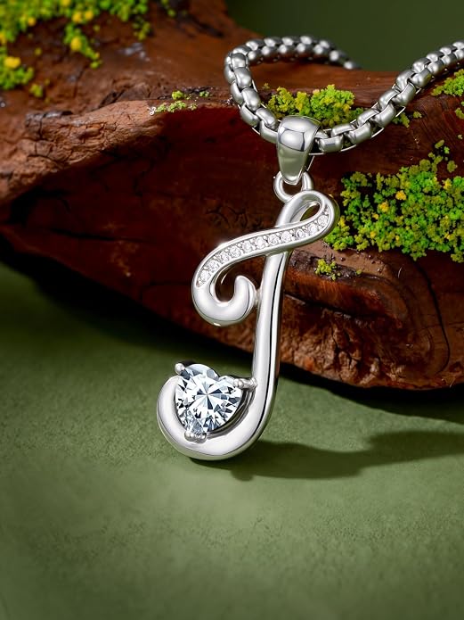 Birthday Gifts for Women Alphabet A to Z Initial Birthstone Pendant Necklaces for Women - 18k White Gold Plated Personalized Name Jewelry Anniversary Graduation Gifts for Wife Her Daughter Girlfriend(with Gift Box)