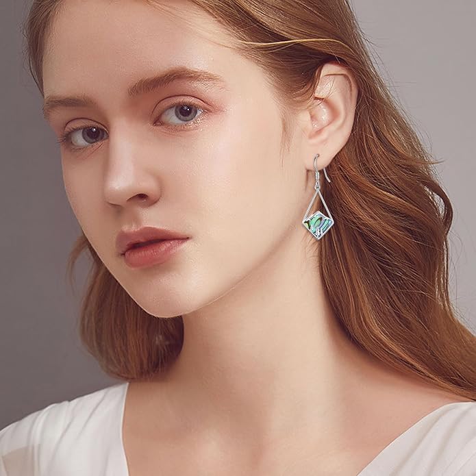 CUOKA MIRACLE Abalone Mountain Earrings For Women S925 Sterling Silver Abalone-Mountain Dangle Earrings Nature Abalone's Mountain Jewelry Gifts For Campers Climbers Nature Lover