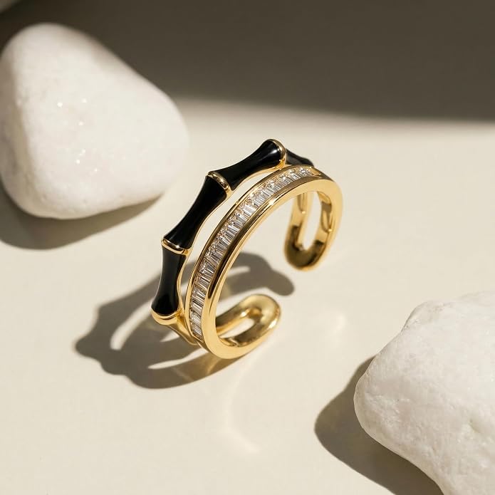 Vintage 14k Gold Ring for Women - Adjustable Carving Open Ring Unique Boho Jewelry Gift for Wedding Band & Daily Wear Ring