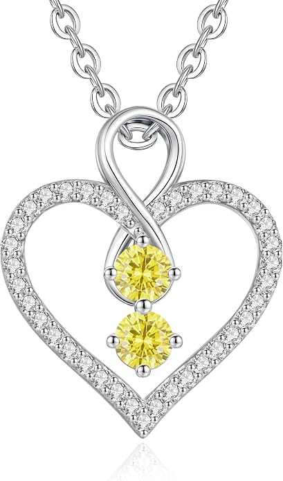LOUISA SECRET Double Birthstone Necklaces for Women, 925 Sterling Silver Infinity Love Heart Pendant Necklace for Her, Birthday Anniversary Valentine's Day, Christmas, Wedding, Graduation Gift for Her, Personalized Gifts, Jewelry Gifts for Wife Mom Gir...
