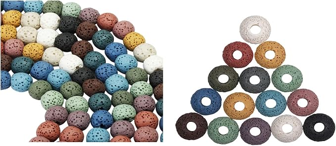 SUNYIK Pack of 2 Colorful Lava Rock Essential Oil Diffuser Stone Loose Bead & Pack of 50 Coloful Lava Rock Essential Oil Diffuser Stone Loose Beads