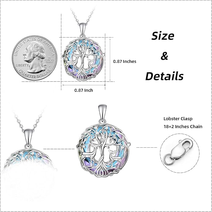 Tree of Life Thor Hammer Pendant Necklace for Women Sterling Silver S925 Jewelry for Women US1