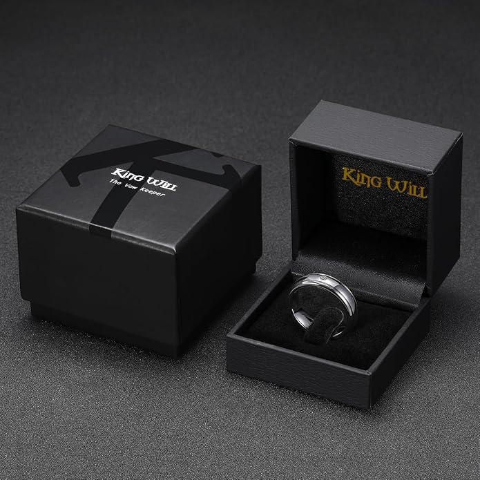 King Will Men's Women's Tungsten Carbide Ring 24k Gold Plated Rose Gold Plated Domed Polished Finish Wedding Band